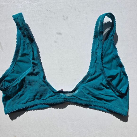 Savage X Fenty Bralette front closure no wire Women's size L blue green color - Picture 4 of 6